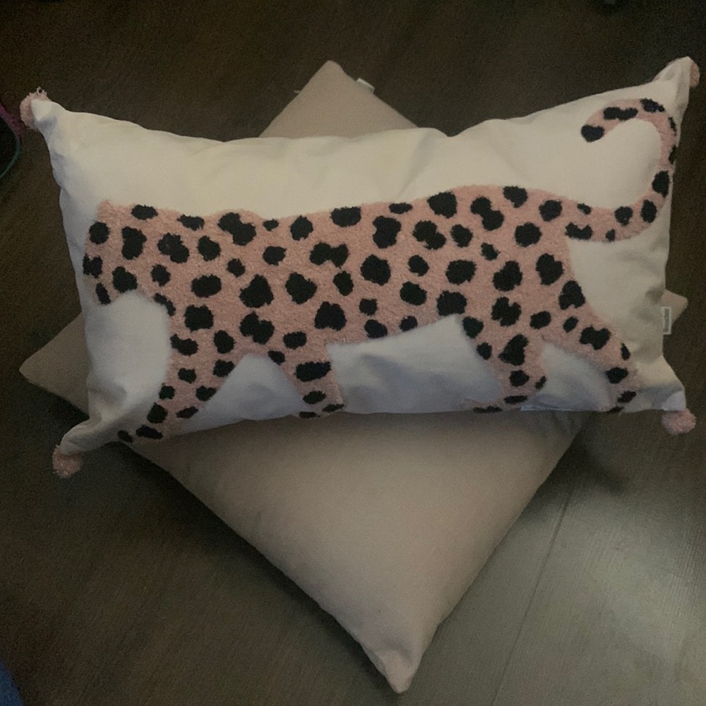 Bouclair Pink Leopard Lumbar Cushion